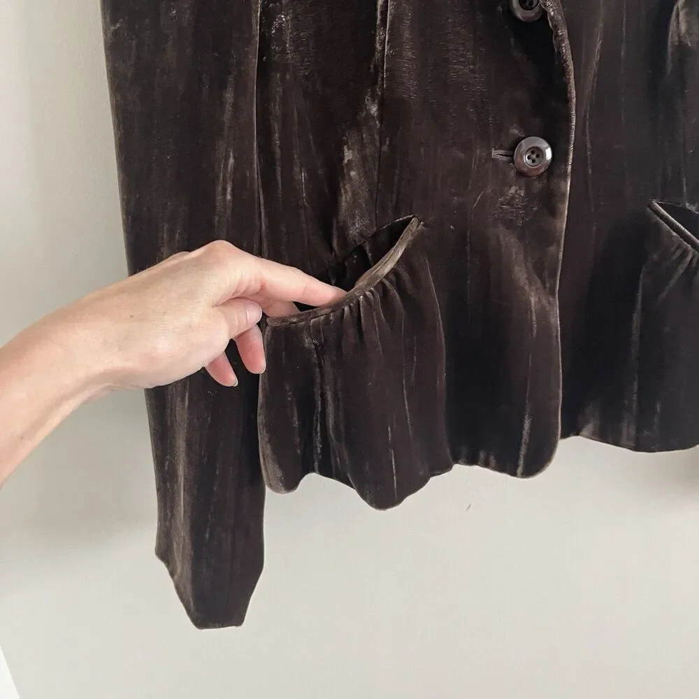 Caslon Velvet Brown Blazer 4P Silk Blend Academia Preppy Office Event Evening